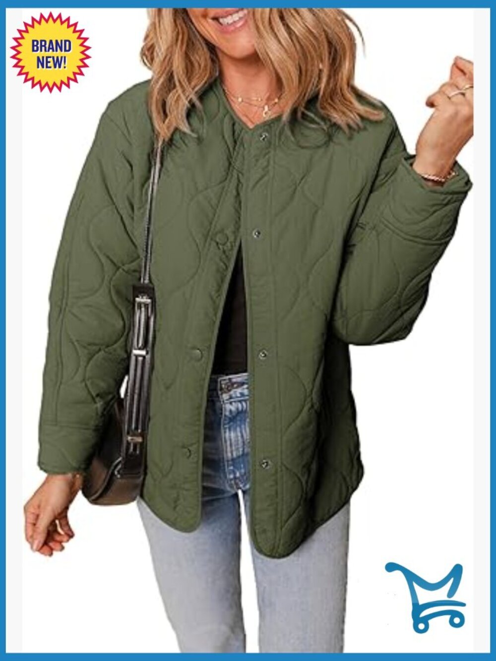 Quilted Lightweight Puffer Jacket Button Down Coat with Pockets